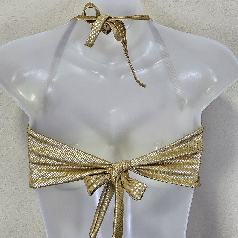 Victoria Secret Liquid Gold Bikini Set L 36DD Very Sexy Y2K Pushup Halter Ruched - Picture 8 of 16